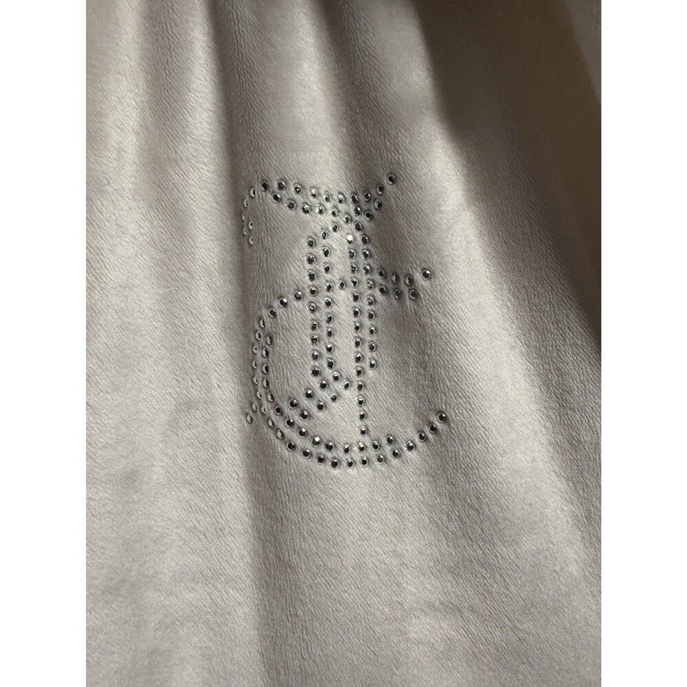 Juicy Couture Pajama Set Women Large Cream Velour Rhinestone 2pc Loungewear - Picture 8 of 10